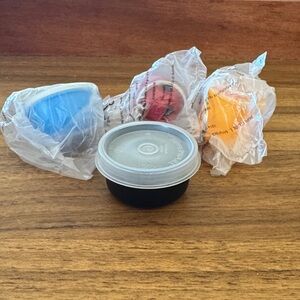 Tupperware Mini Containers Key Chains  Set of Three With Free Mini Container
